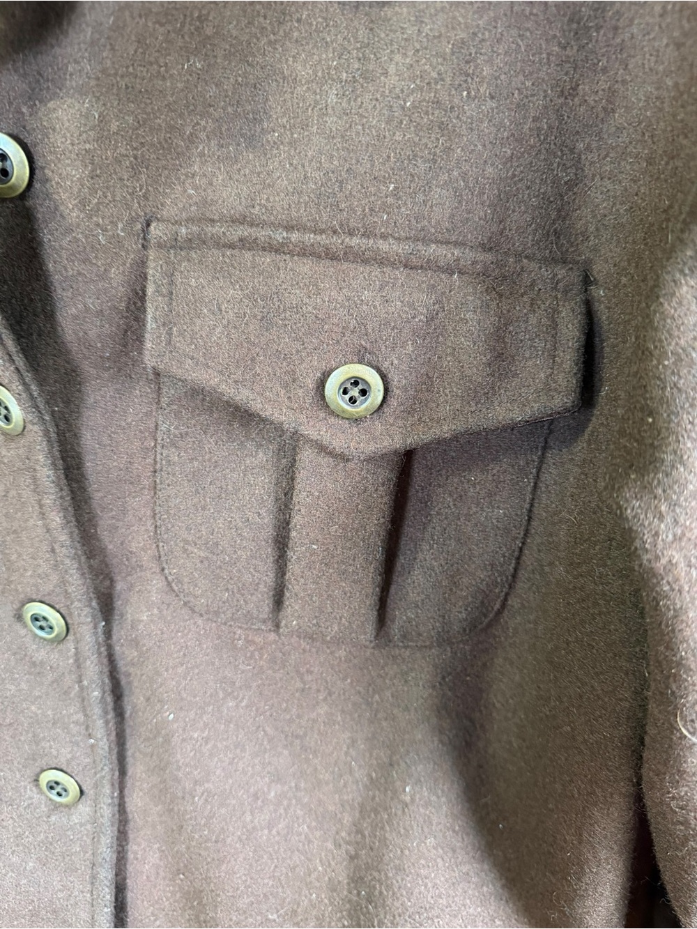 Erika & Co Vintage Brown Wool Cropped Jacket Womens Utility Shacket Pocket Large - Picture 6 of 8